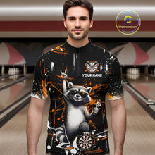 Load image into Gallery viewer, Custom Orange Funny Raccoon Dart Team Shirt for Men Dart Jersey Polo &amp; /4-Zip Dartboard Shirt Outfit DHT29