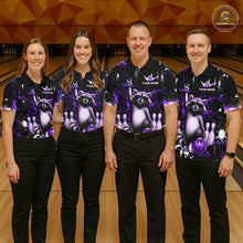 Load image into Gallery viewer, Custom Purple Funny Raccoon Bowling Shirt for Men Bowling Jersey Polo &amp; 1/4-Zip Bowling Outfit QZT892