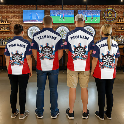 Custom American Flag Dart Shirt for Men Patriotic Dart Team Jersey Dartboard Polo & Quarter-Zip DHT15