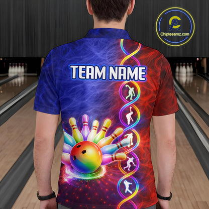 Personalized DNA Bowling Shirt for Men Bowling Team League Polo & 1/4-Zip Bowling Gift QZT854