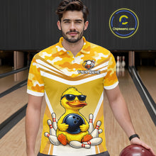 Load image into Gallery viewer, Custom Funny Duck Bowling Shirt Bowling Team Jersey for Men Polo &amp; Quarter-Zip Bowling Outfit QZT1138