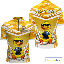 Load image into Gallery viewer, Custom Funny Duck Bowling Shirt Bowling Team Jersey for Men Polo &amp; Quarter-Zip Bowling Outfit QZT1138