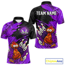 Load image into Gallery viewer, Custom Purple Chicken Bowling Team Jersey Funny Bowling Shirt for Men Polo &amp; Quarter-Zip QZT1139