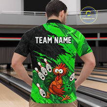 Load image into Gallery viewer, Custom Green Chicken Bowling Team Jersey Funny Bowling Shirt for Men Polo &amp; Quarter-Zip QZT1139