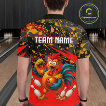 Load image into Gallery viewer, Custom Red Chicken Bowling Team Shirt Funny Bowling Jersey for Men Polo &amp; Quarter-Zip QZT1140