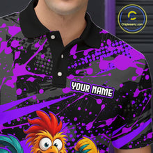 Load image into Gallery viewer, Custom Purple Chicken Bowling Team Shirt Funny Bowling Jersey for Men Polo &amp; Quarter-Zip QZT1140