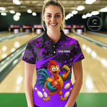 Load image into Gallery viewer, Custom Purple Chicken Bowling Team Shirt Funny Bowling Jersey for Women Polo &amp; Quarter-Zip QZT1140