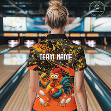 Load image into Gallery viewer, Custom Orange Chicken Bowling Team Shirt Funny Bowling Jersey for Women Polo &amp; Quarter-Zip QZT1140