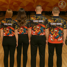 Load image into Gallery viewer, Custom Orange Chicken Bowling Team Shirt Funny Bowling Jersey for Men Polo &amp; Quarter-Zip QZT1140