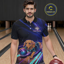 Load image into Gallery viewer, Neon Funny Dachshund Bowling Shirt Custom Bowling Team Jersey for Men Polo &amp; Quarter-Zip Bowling Outfit QZT940