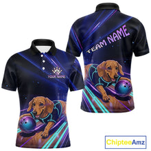 Load image into Gallery viewer, Neon Funny Dachshund Bowling Shirt Custom Bowling Team Jersey for Men Polo &amp; Quarter-Zip Bowling Outfit QZT940