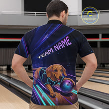 Load image into Gallery viewer, Neon Funny Dachshund Bowling Shirt Custom Bowling Team Jersey for Men Polo &amp; Quarter-Zip Bowling Outfit QZT940