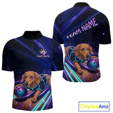 Load image into Gallery viewer, Neon Funny Dachshund Bowling Shirt Custom Bowling Team Jersey for Men Polo &amp; Quarter-Zip Bowling Outfit QZT940