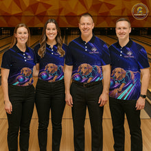 Load image into Gallery viewer, Neon Funny Dachshund Bowling Shirt Custom Bowling Team Jersey for Men Polo &amp; Quarter-Zip Bowling Outfit QZT940
