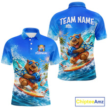 Load image into Gallery viewer, Custom Funny Capypara Surfing Bowling Team Shirt for Men Bowling Jersey League Polo &amp; Quarter-Zip QZT1079