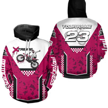 Load image into Gallery viewer, Pink Motocross Hoodie Dirt Bike Hoodie Kid Adults UPF30+ Custom Racing Sweatshirt MotoX MHT300