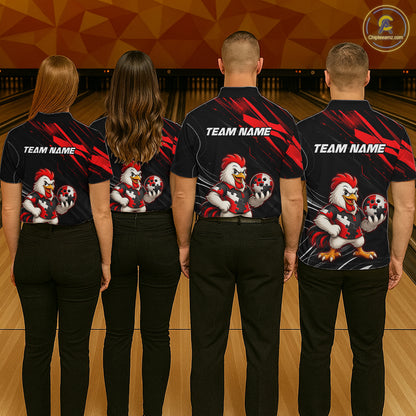 Custom Red Funny Autism Chicken Bowling Shirt for Women Bowling League Jersey QZT1018