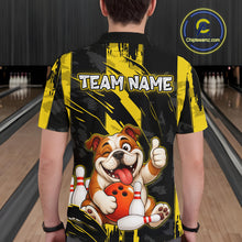 Load image into Gallery viewer, Custom Black and Yellow Dog Bowling Team Jersey Funny Bowling Shirt for Men Polo &amp; 1/4 Zip Bowling Outfit QZT1144
