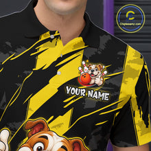 Load image into Gallery viewer, Custom Black and Yellow Dog Bowling Team Jersey Funny Bowling Shirt for Men Polo &amp; 1/4 Zip Bowling Outfit QZT1144