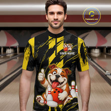 Load image into Gallery viewer, Custom Black and Yellow Dog Bowling Team Jersey Funny Bowling Shirt for Men Polo &amp; 1/4 Zip Bowling Outfit QZT1144