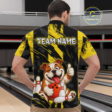 Load image into Gallery viewer, Custom Black and Yellow Dog Bowling Team Jersey Funny Bowling Shirt for Men Polo &amp; 1/4 Zip Bowling Outfit QZT1144