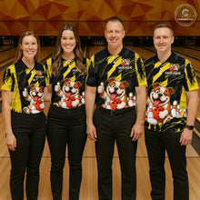 Load image into Gallery viewer, Custom Black and Yellow Dog Bowling Team Jersey Funny Bowling Shirt for Men Polo &amp; 1/4 Zip Bowling Outfit QZT1144