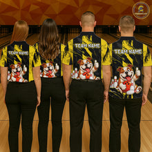 Load image into Gallery viewer, Custom Black and Yellow Dog Bowling Team Jersey Funny Bowling Shirt for Men Polo &amp; 1/4 Zip Bowling Outfit QZT1144