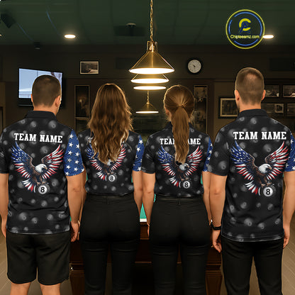 Custom American Flag Eagle Billiards Shirt for Men 8 Ball Pool Team Jersey Billiard Outfit BHT99