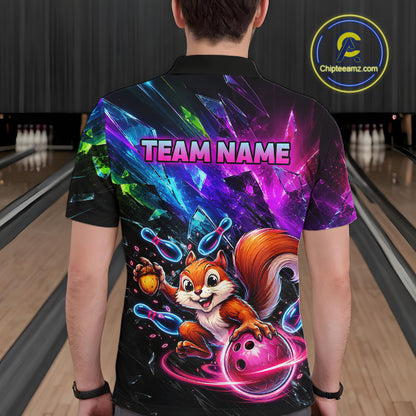 Custom Funny Squirrel Bowling Shirt, Colorful Bowling League Jersey for Men, Bowling Outfit QZT1204