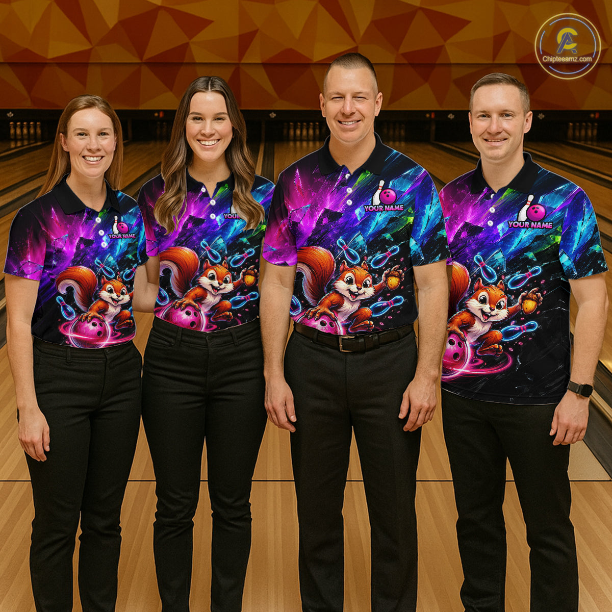 Custom Funny Squirrel Bowling Shirt, Colorful Bowling League Jersey for Men, Bowling Outfit QZT1204