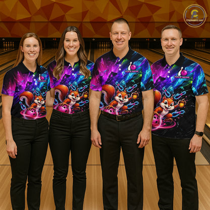 Custom Funny Squirrel Bowling Shirt, Colorful Bowling League Jersey for Men, Bowling Outfit QZT1204