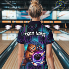 Load image into Gallery viewer, Custom Funny Bear Bowling Shirt for Women Bowling League Jersey Polo &amp; 1/4 Zip Bowling Outfit QZT986