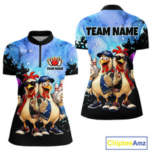 Load image into Gallery viewer, Two shirts with cartoon chickens and customizable text on a white background