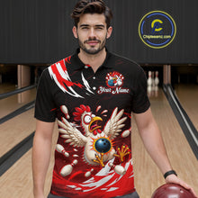 Load image into Gallery viewer, Custom Red Funny Chicken Bowling Shirt for Men Bowling Team Jersey Polo &amp; Quarter-Zip Outfit QZT1088