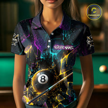 Load image into Gallery viewer, Custom Colorful Shattered Glass 8 Ball Billiard Shirt for Women Pool Team Jersey Polo &amp; Quarter-Zip Billiard Outfit BHT76
