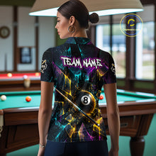 Load image into Gallery viewer, Custom Colorful Shattered Glass 8 Ball Billiard Shirt for Women Pool Team Jersey Polo &amp; Quarter-Zip Billiard Outfit BHT76