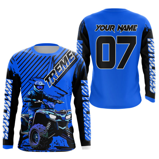 Blue ATV Racing Jersey Upf30+ Custom Motocross Jersey Men Women Extreme Riding Shirt for Kids MHT200