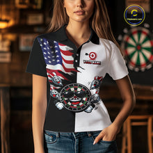 Load image into Gallery viewer, Custom Funny Dartboard Shirt for Women American Dart Shirt for Team Polo &amp; 1/4-Zip Dart League DHT5
