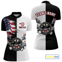 Load image into Gallery viewer, Custom Funny Dartboard Shirt for Women American Dart Shirt for Team Polo &amp; 1/4-Zip Dart League DHT5