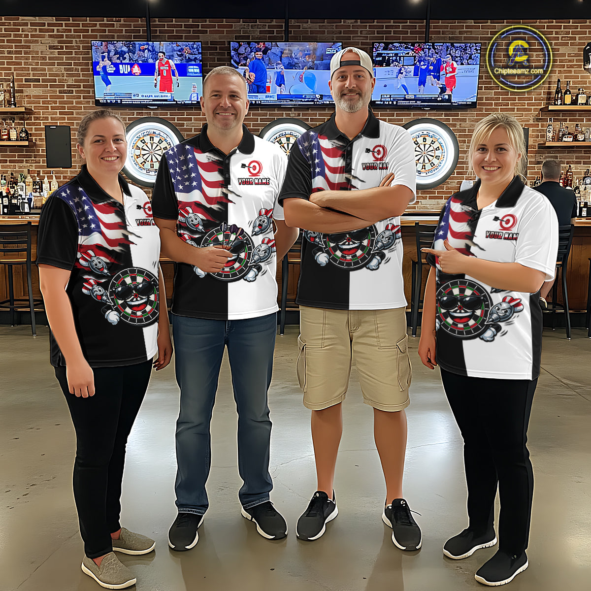 Custom Funny Dartboard Shirt for Women American Dart Shirt for Team Polo & 1/4-Zip Dart League DHT5