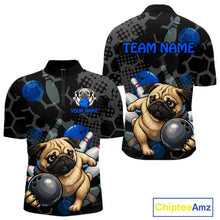 Load image into Gallery viewer, Black sports jersey with pug dog design and customizable text on a white background