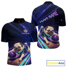 Load image into Gallery viewer, Funny Pug Dog Bowling Team Shirt for Men Custom Bowling Jersey Polo &amp; 1/4-Zip Bowling Unisex QZT908