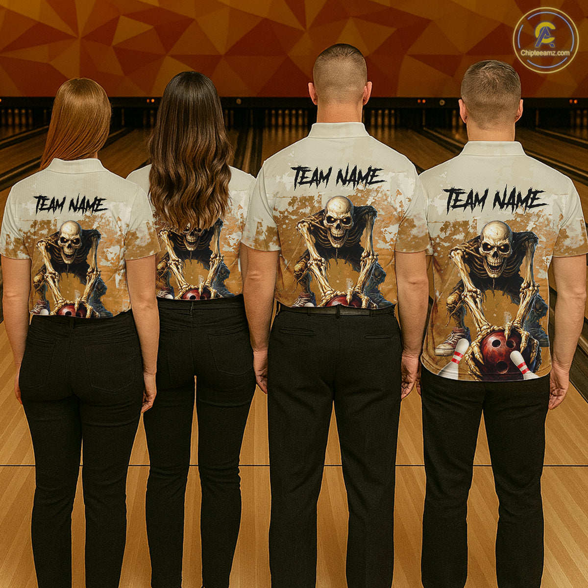 Custom Skeleton Bowling Team Shirt for Women Bowling Jersey Bowling Outfit Polo & Quarter-Zip QZT987