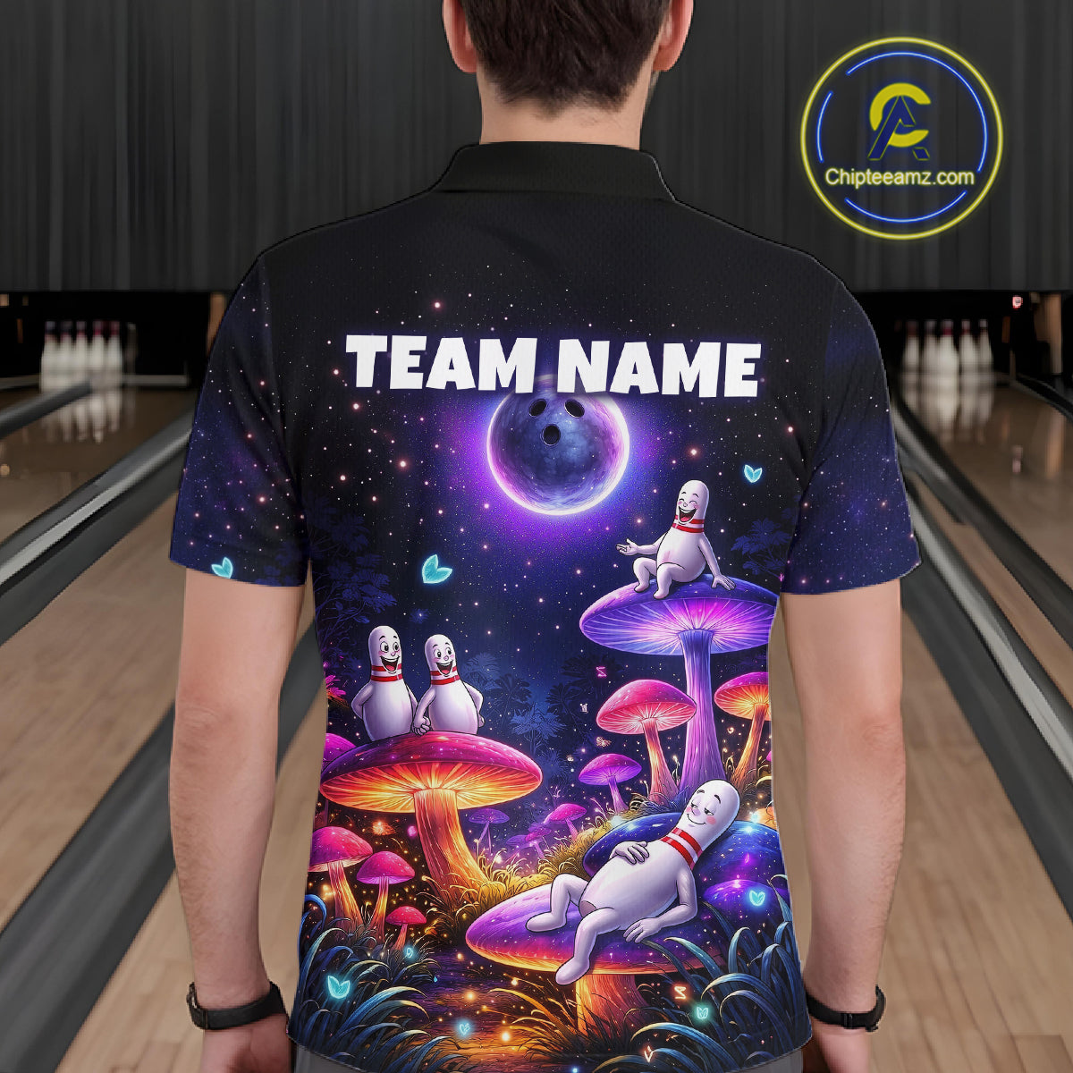 Mystic Bowling Night Garden Custom Bowling Team Shirt for Men Bowling Jersey Polo & Quarter-Zip QZT990