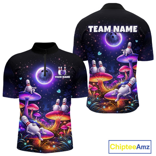Mystic Bowling Night Garden Custom Bowling Team Shirt for Men Bowling Jersey Polo & Quarter-Zip QZT990
