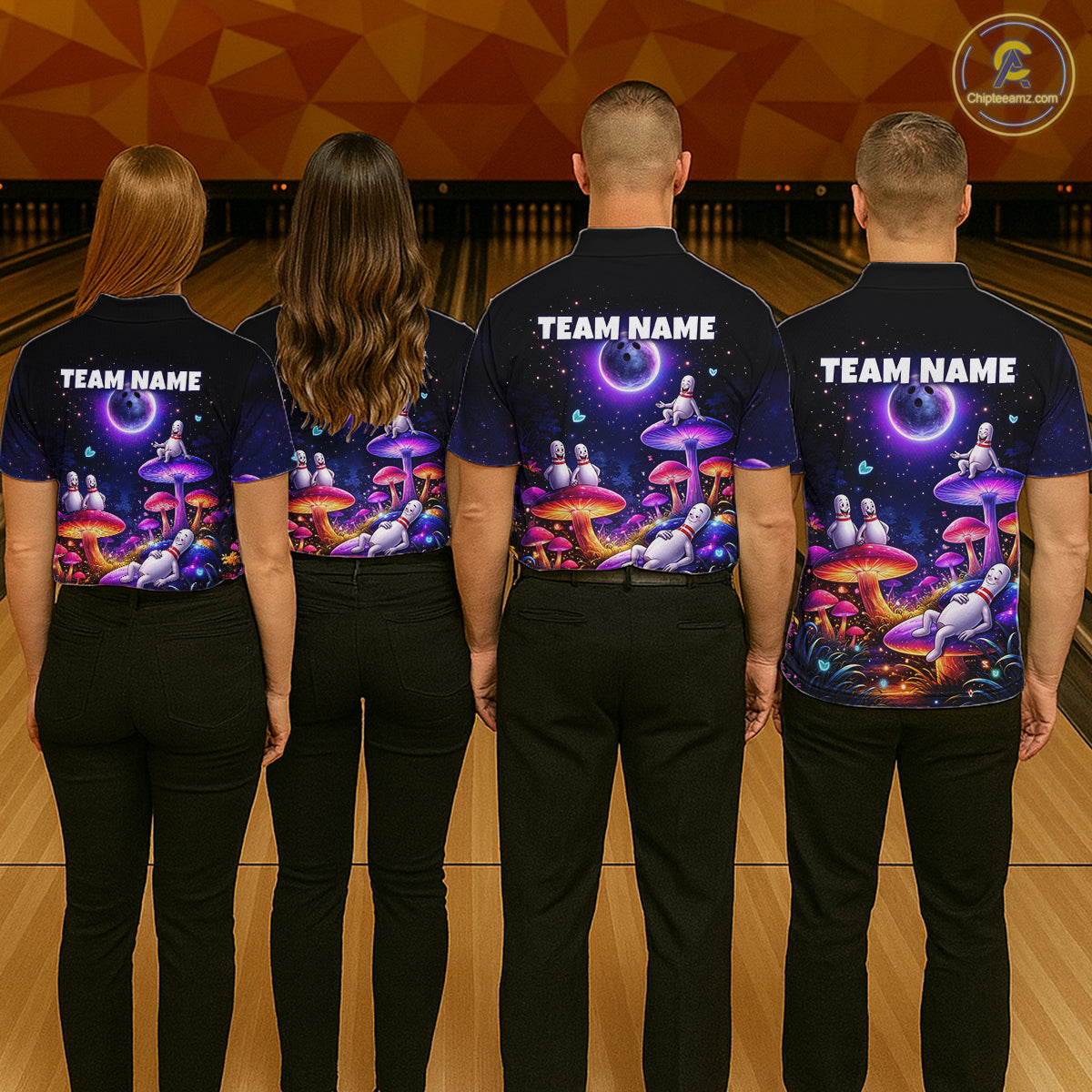 Mystic Bowling Night Garden Custom Bowling Team Shirt for Men Bowling Jersey Polo & Quarter-Zip QZT990