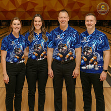 Load image into Gallery viewer, Custom Blue Funny Bulldog Bowling Team Shirt Bowling Jersey Polo &amp; 1/4 Zip Bowling Unisex for Men QZT912