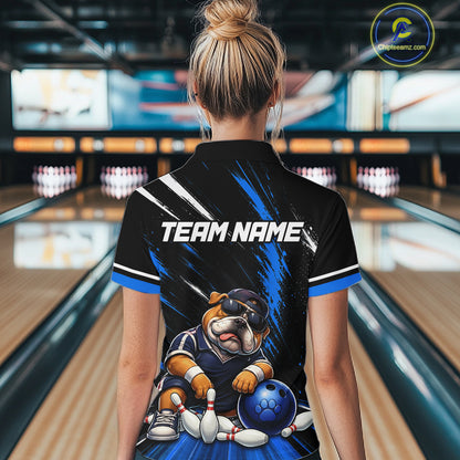Custom Funny Bulldog Bowling Shirt Bowling Team Jersey for Women Bowling Outfit QZT1214