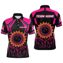 Load image into Gallery viewer, Pink Neon Lightning Sunflower Bowling Shirt for Men Custom Team Bowling Polo Bowling Jersey QZT771