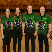 Load image into Gallery viewer, Custom Green Funny Cowboy Gun Bowling Shirt for Men Bowling Team Jersey Bowling Polo &amp; Quarter-Zip QZT915